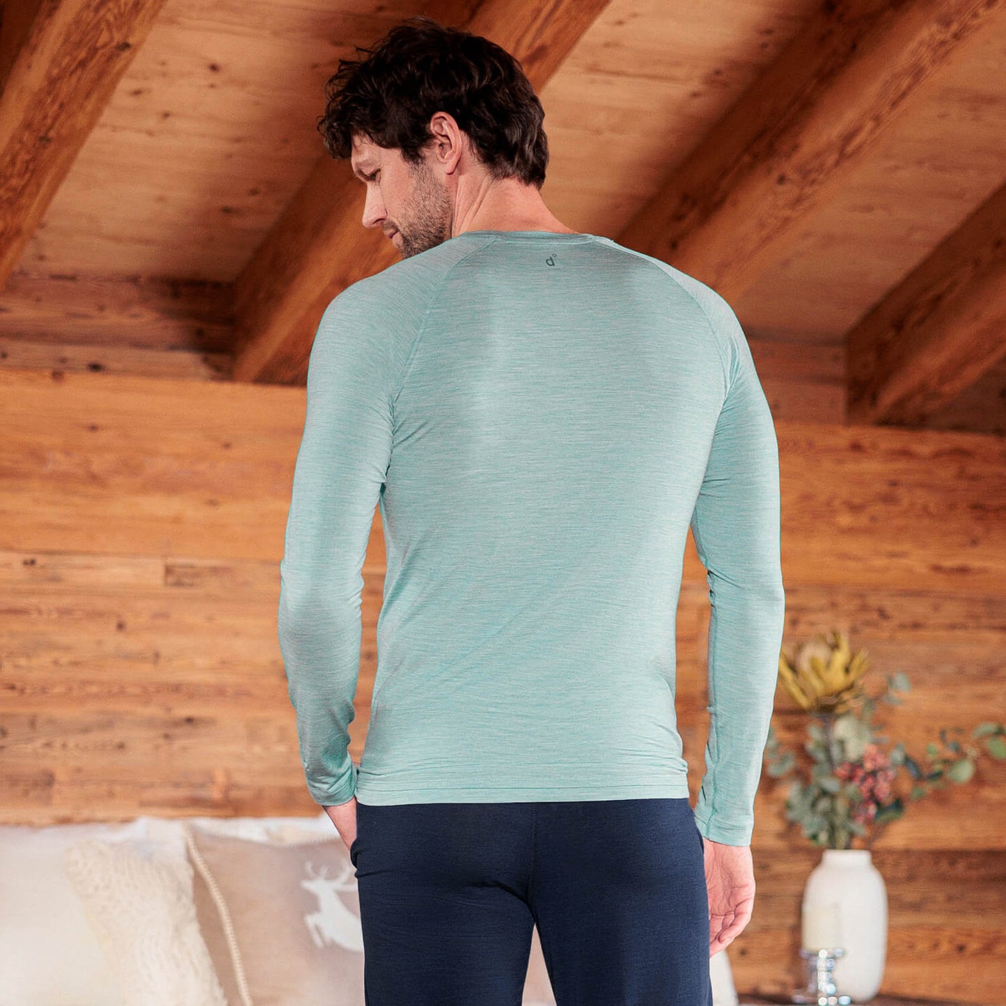 Merino Pyjamas Herren || Sage mist melange