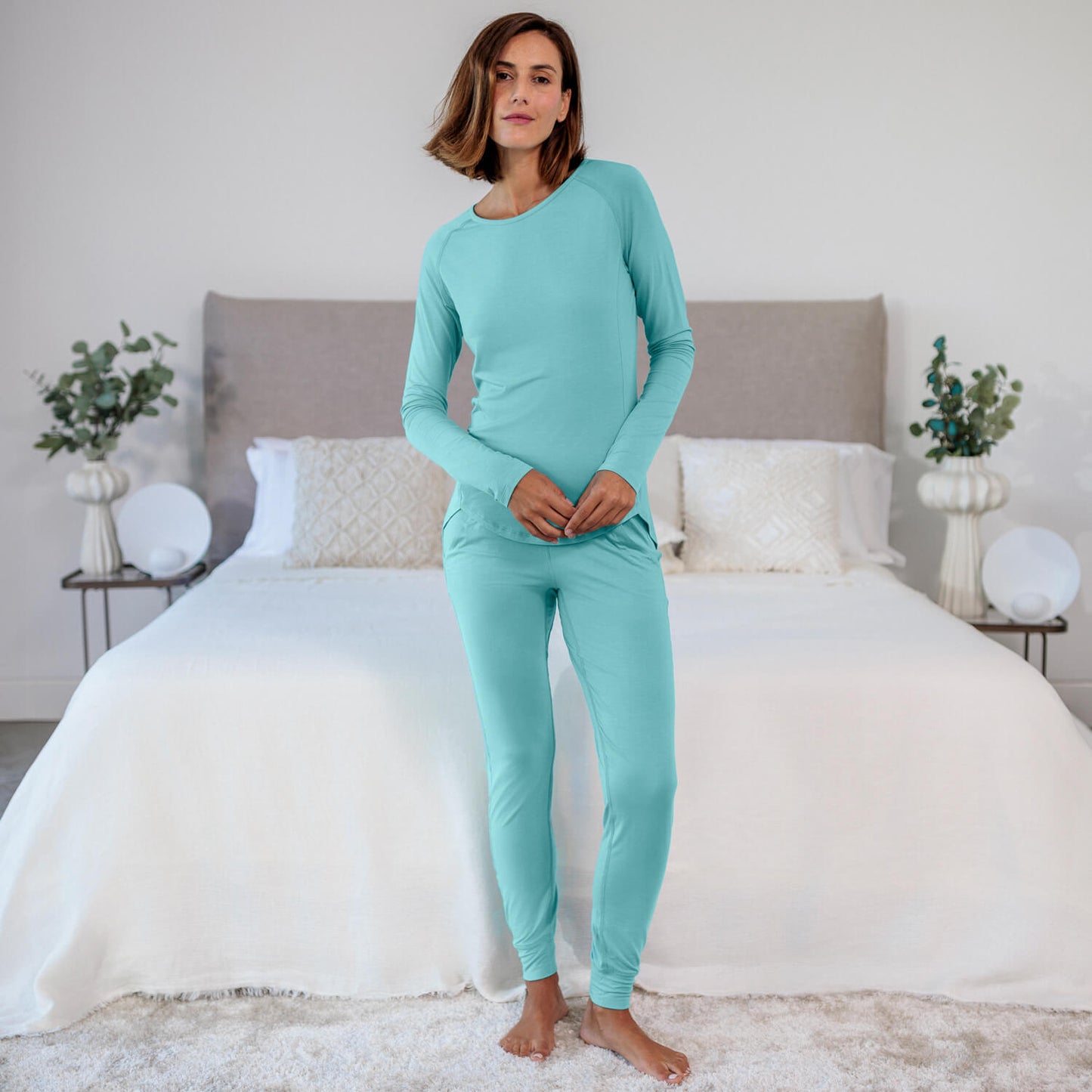 Langarmshirt Damen || Mineral green