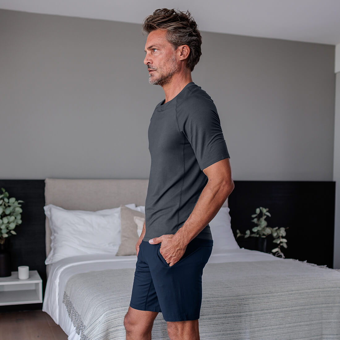 Schlaf T-shirt Herren || Deep grey
