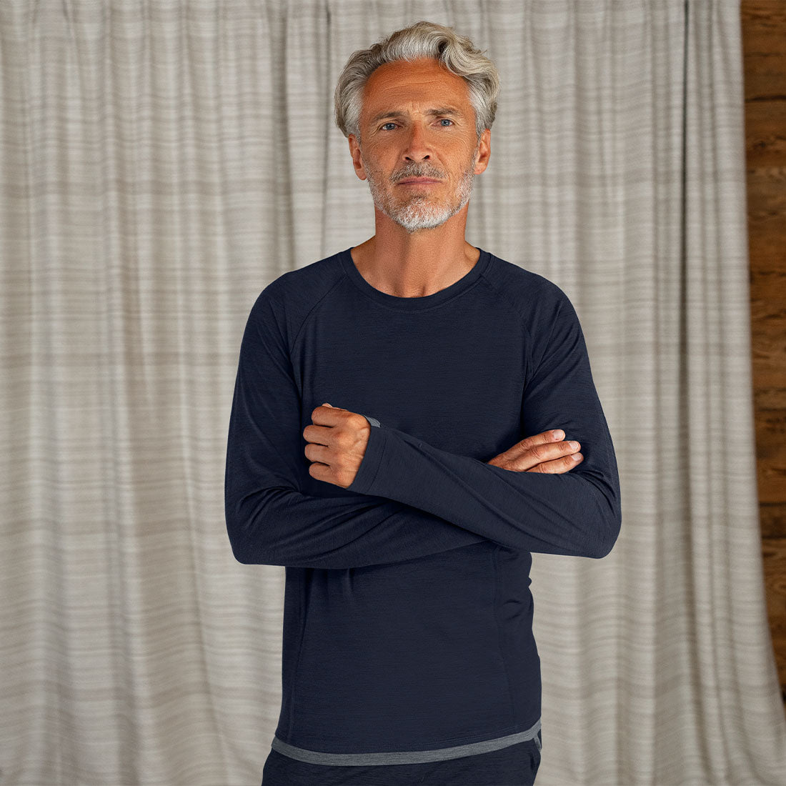 Merino Pyjama Herren || Winter night melange