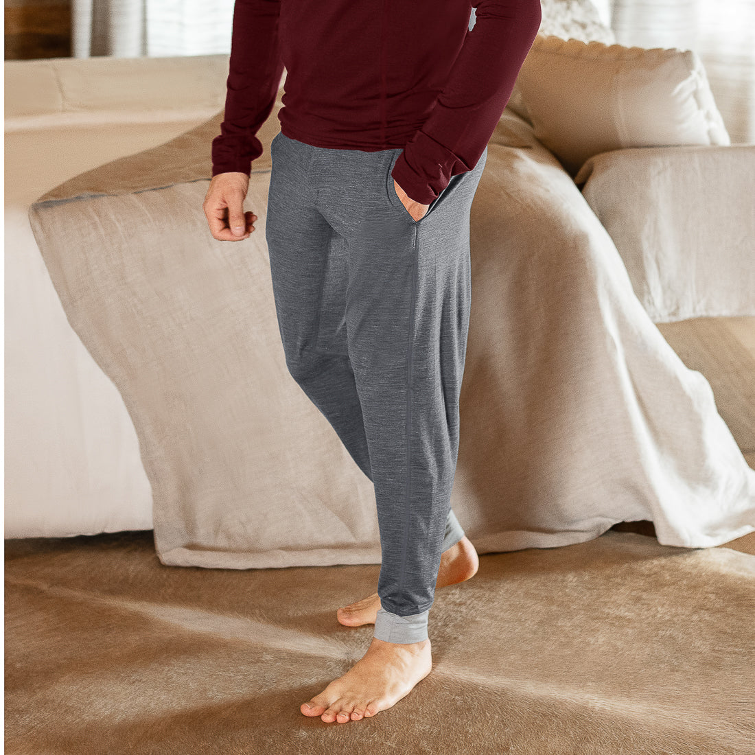 Warmer Schlafanzug Herren || Dark grey melange