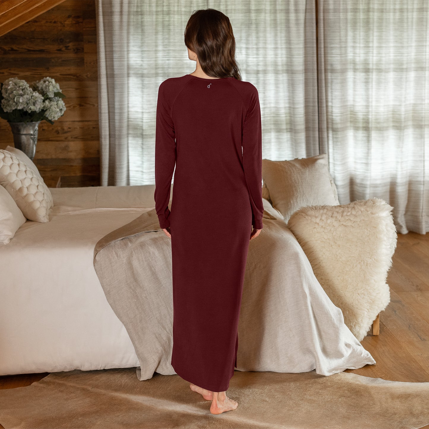 Nachthemd lang Damen || Deep burgundy