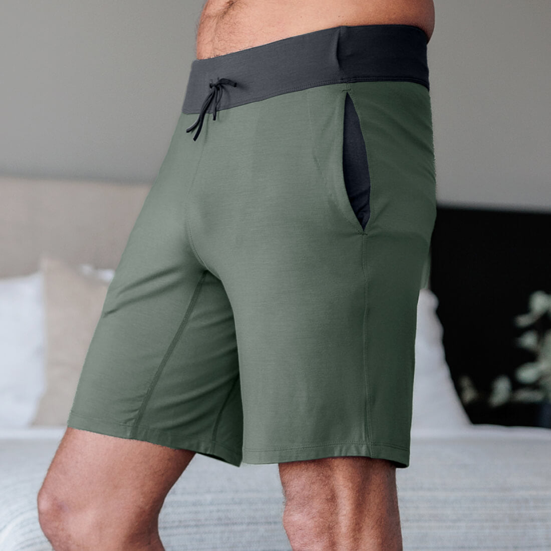 Pyjamas Shorts Herren || Balsam green