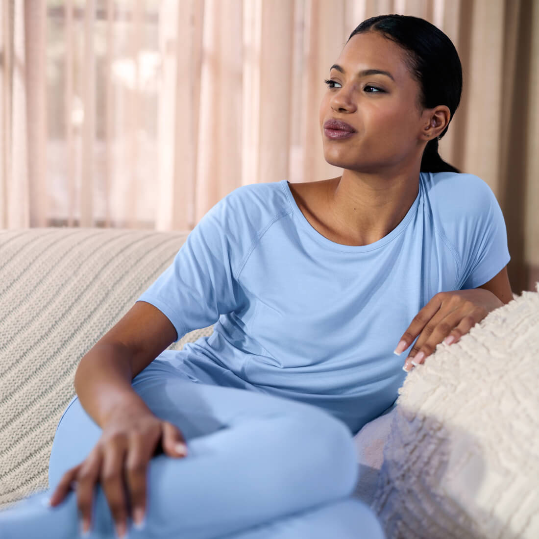 Schlaf T-shirt Damen || Pale blue