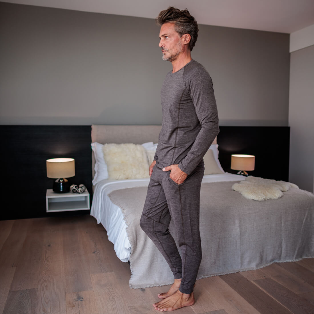 Merino Pyjamas Herren || Chocolate melange