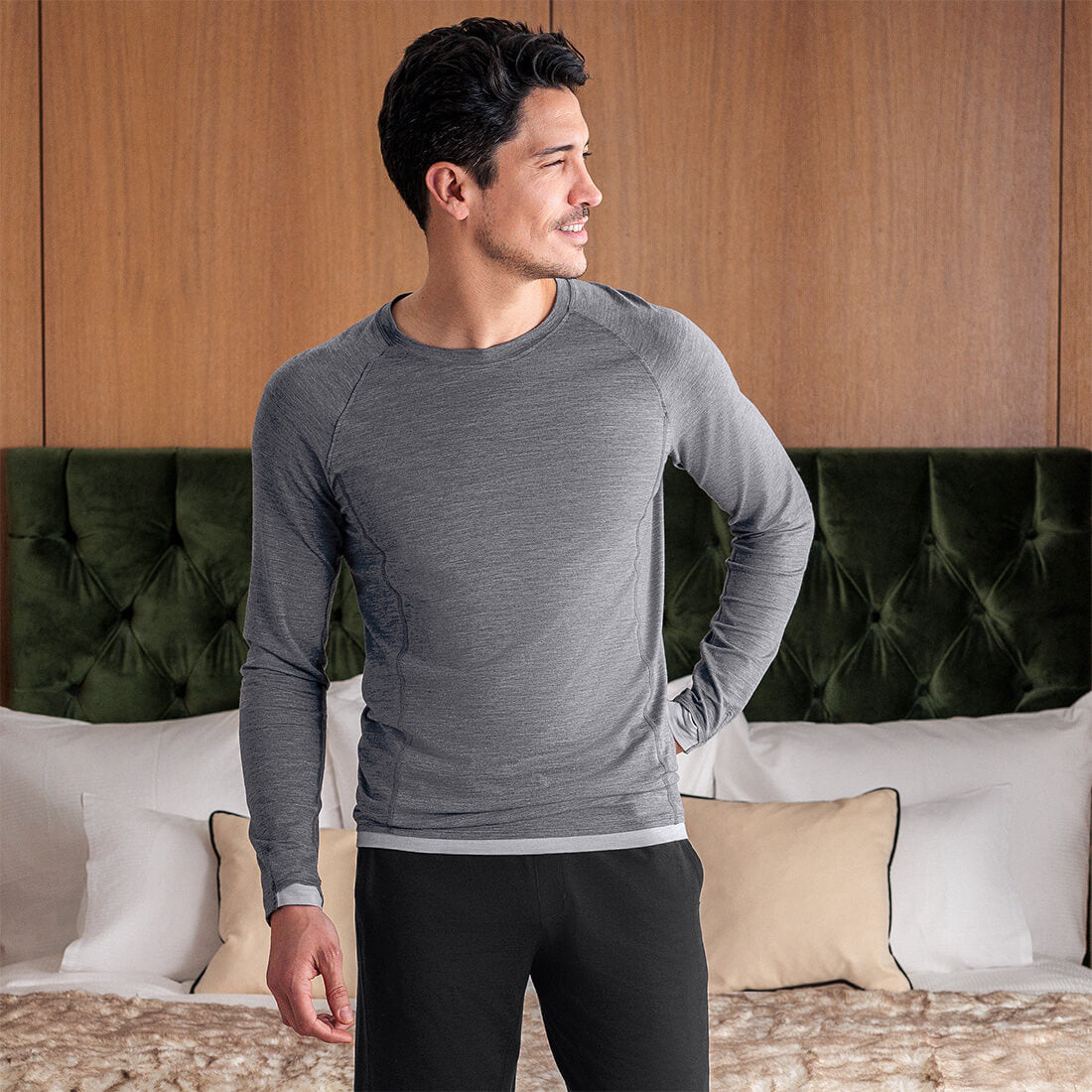 Merino Pyjamas Herren || Dark grey melange