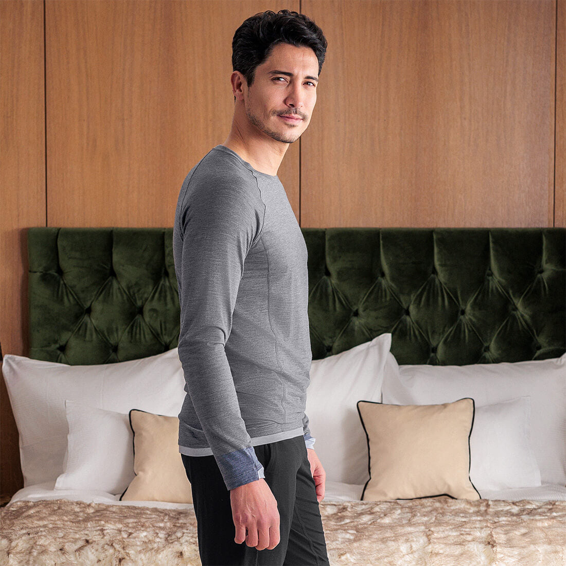 Merino Pyjamas Herren || Dark grey melange