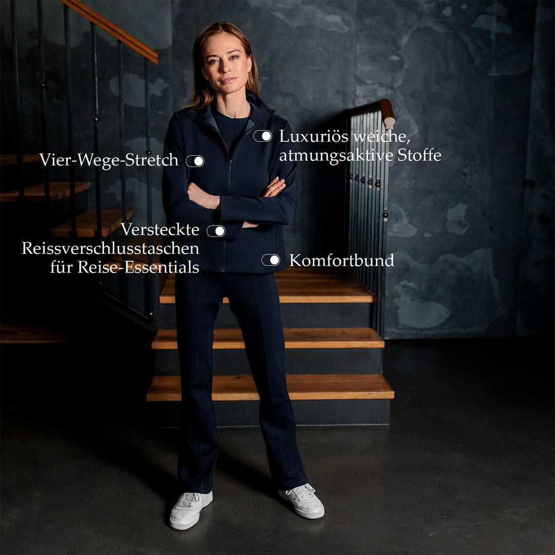 Bequeme Reisehose Damen || Navy blue