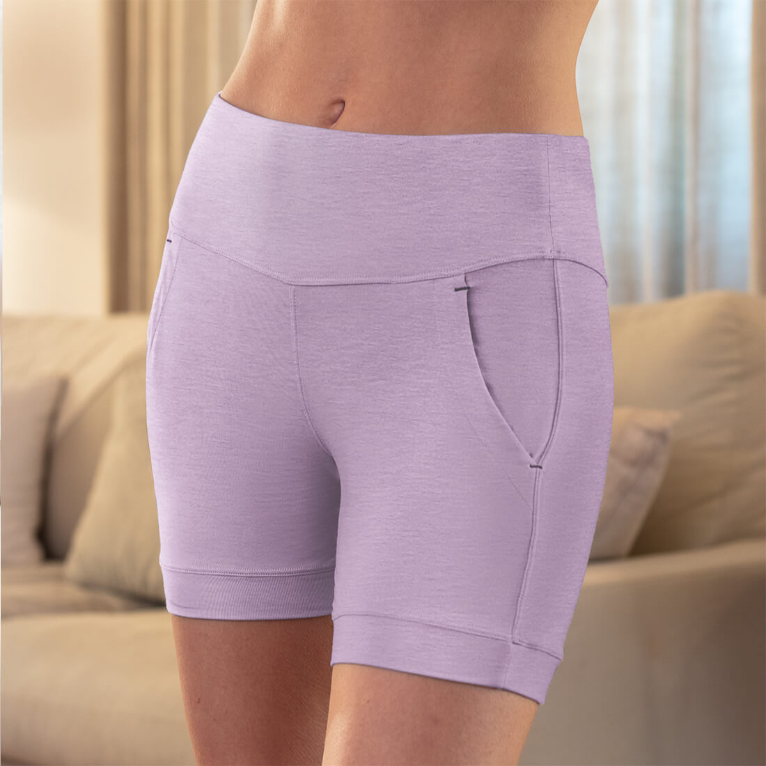 Damen Pyjama Shorts Nachhaltig  || Lavender melange 