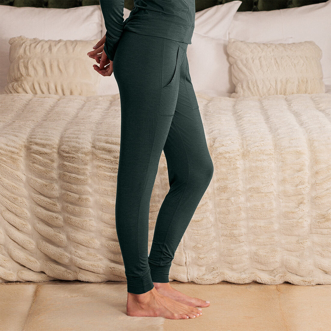 Merino Pyjama Damen Hose || Emerald