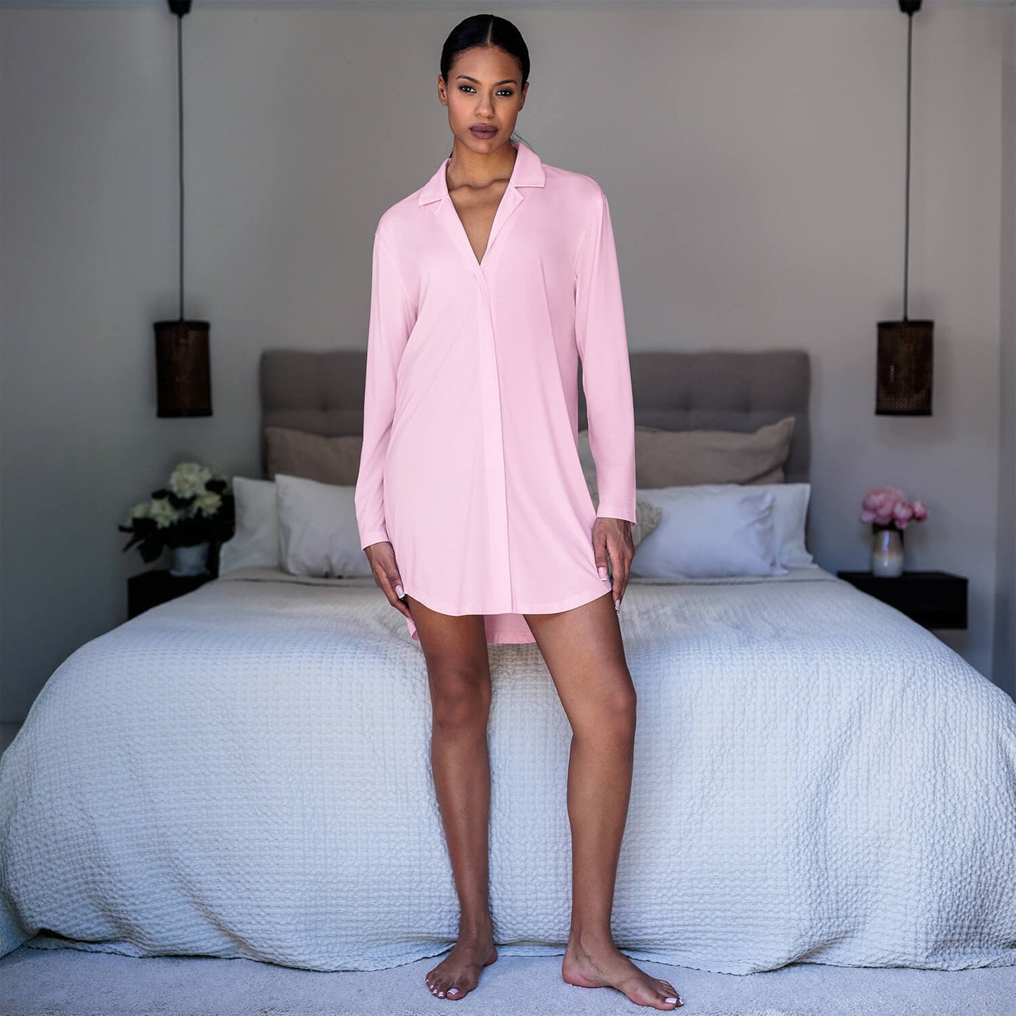 Langarm Nachthemd Damen || Wild Rose
