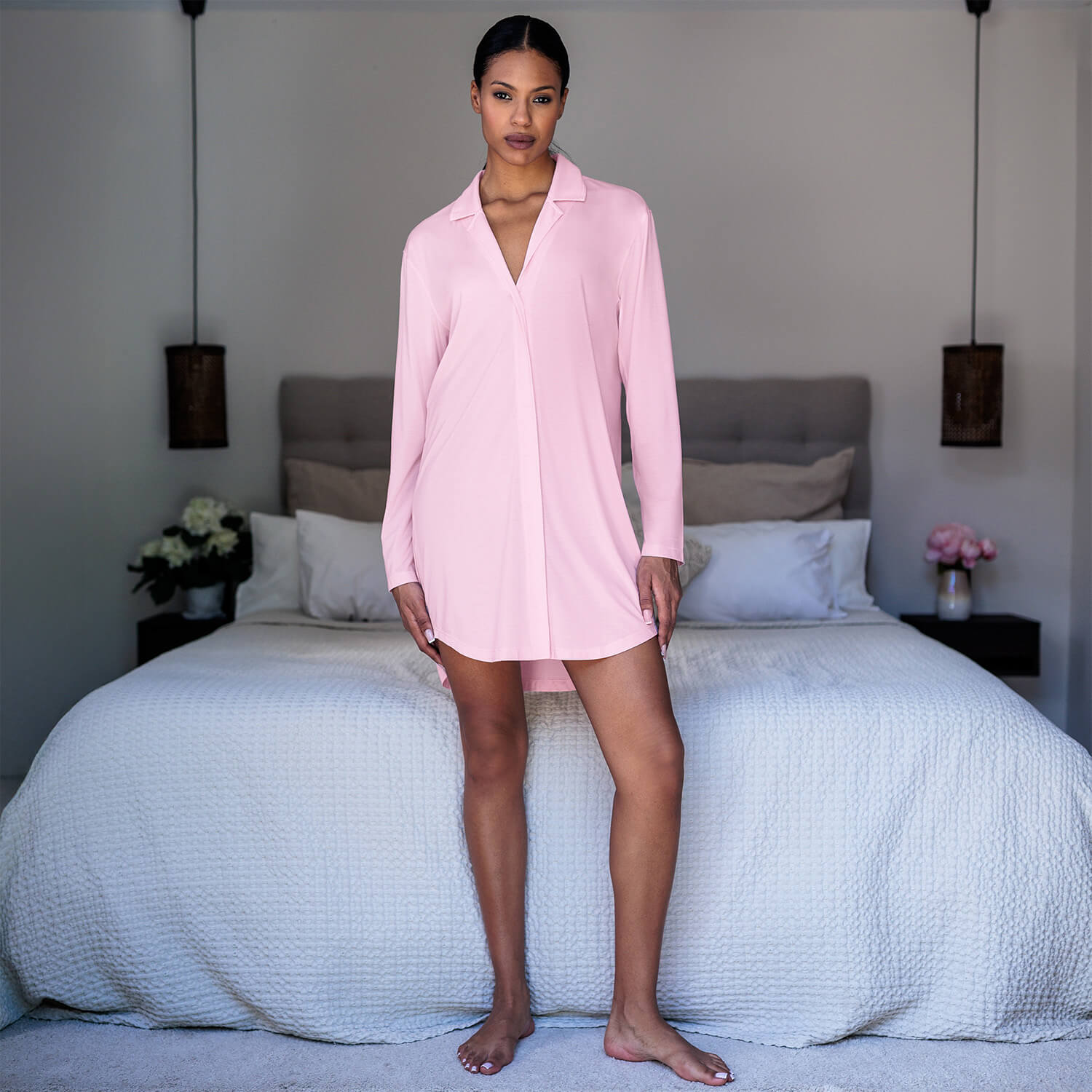 Langarm Nachthemd Damen || Wild Rose