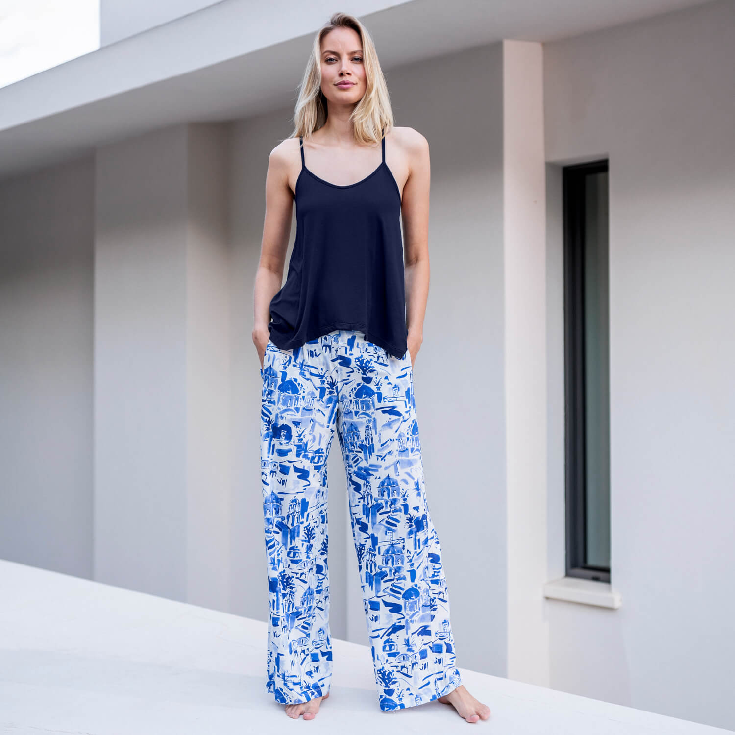 Kühlendes Pyjama Hose Damen || Santorini