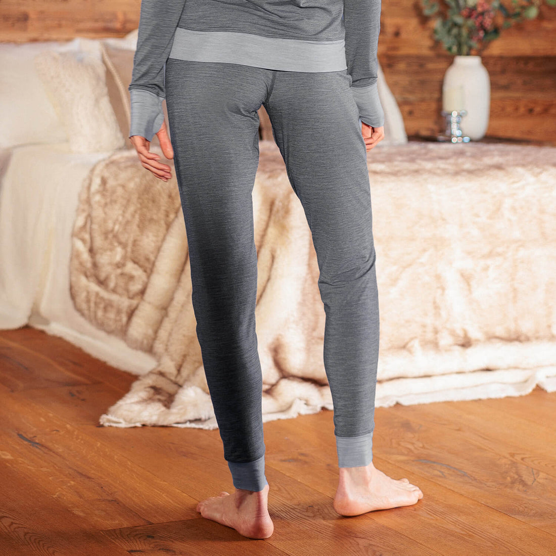 Merino Schlafanzug Damen Hose || Dark grey melange