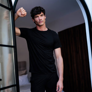 Sommer Pyjama T-Shirt Herren || Black