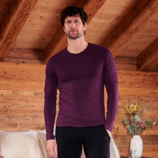 Merino Schlafanzug Herren || VELVET BERRY