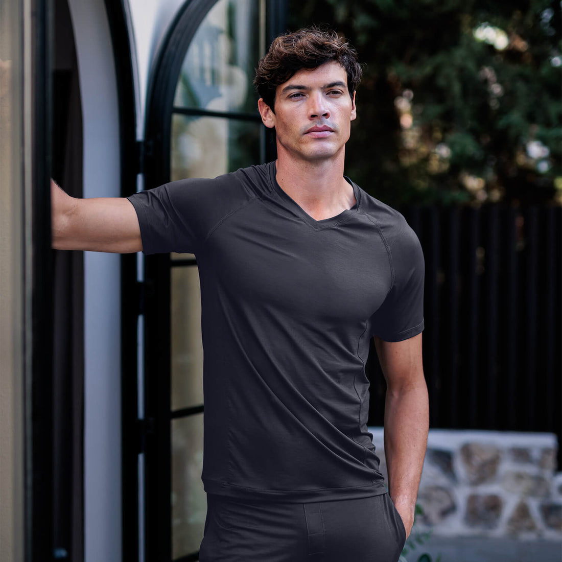 Kuhlendes Pyjama T-Shirt Herren || Cool grey