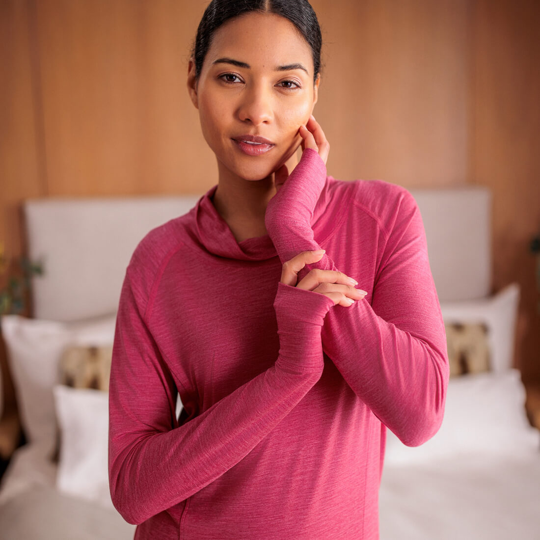 Merino Pyjamas Damen || Fuchsia melange