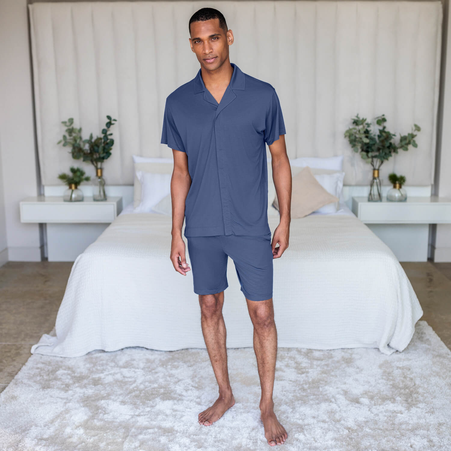 Schlaf T-shirt Herren || Coastal blue