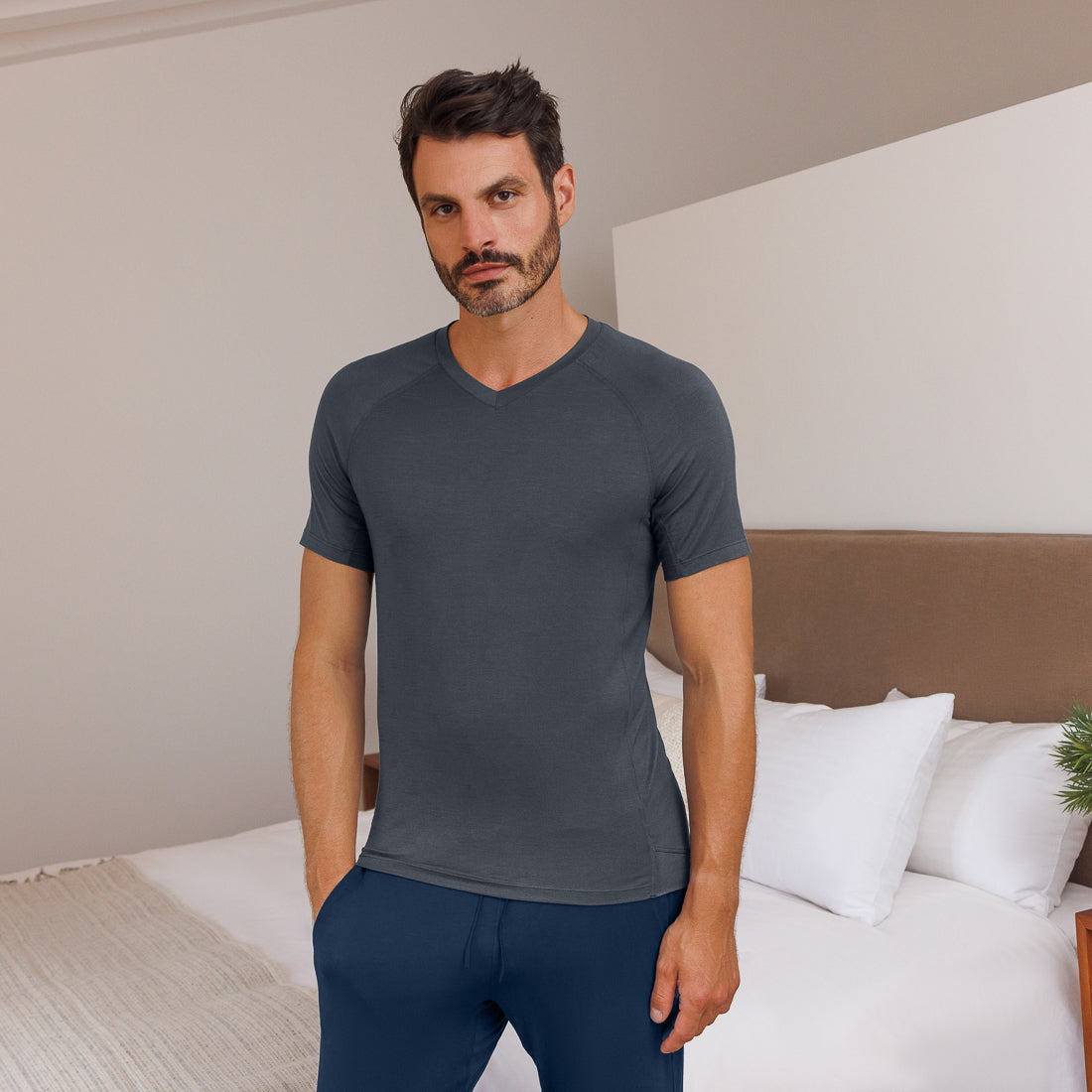 Atmungsaktives Pyjama-Top für Herren || Deep grey
