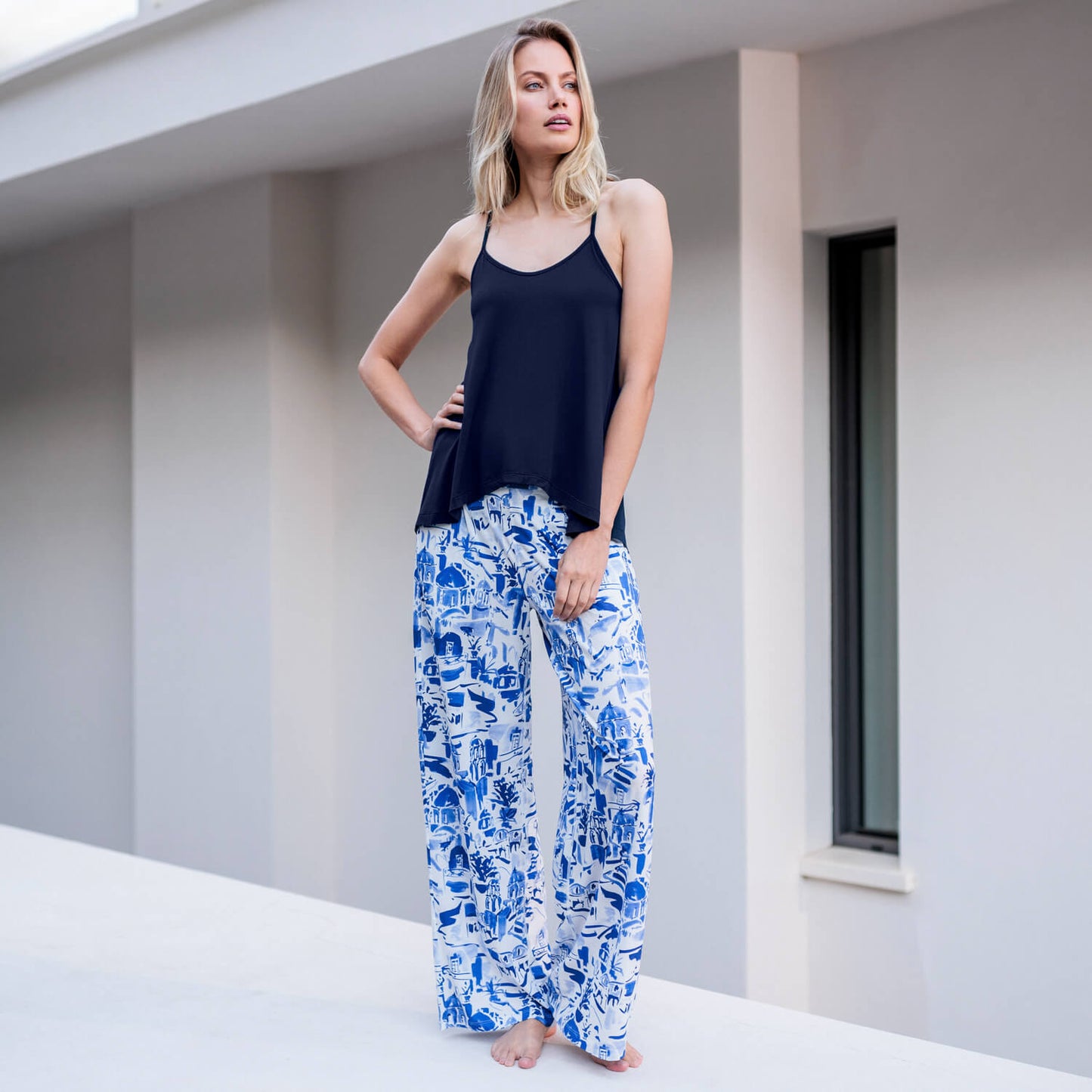 Kühlendes Pyjama Hose Damen || SantoriniKühlendes Pyjama Hose Damen || Santorini