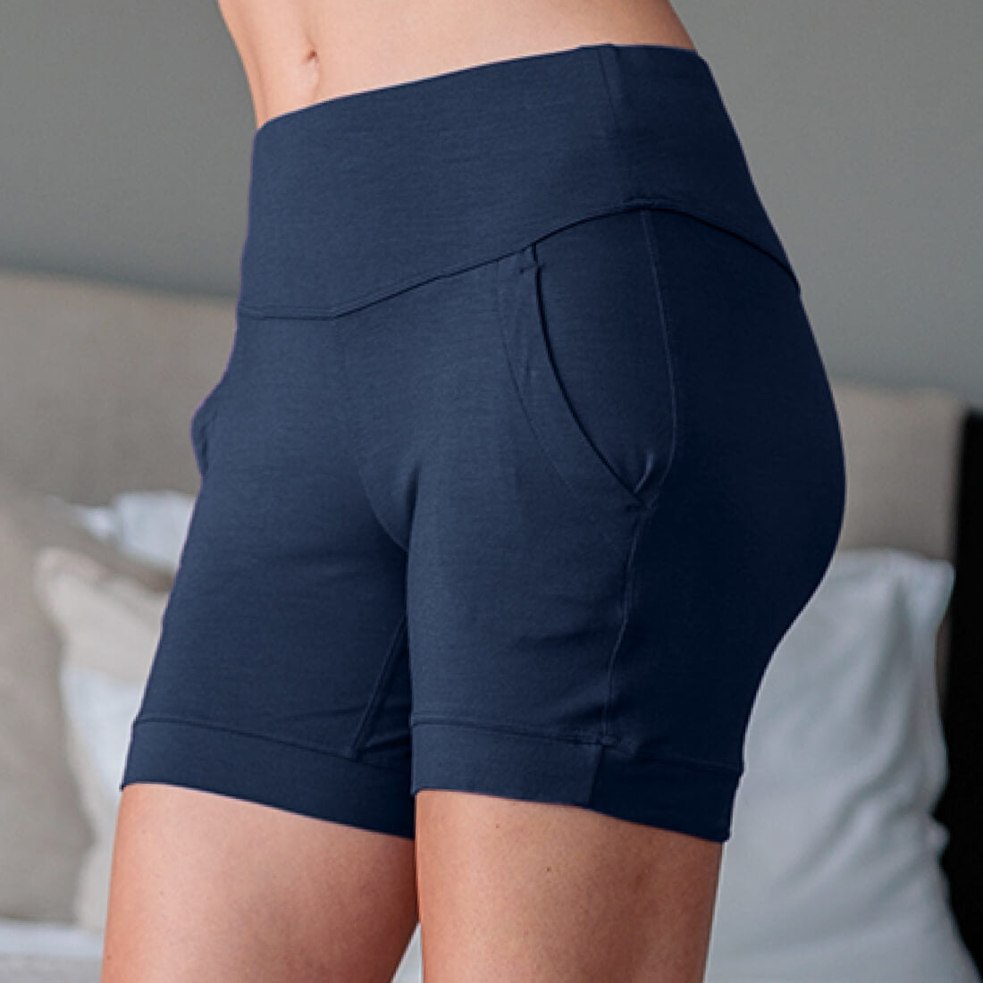 Damen Pyjama Shorts Nachhaltig || Midnight blue