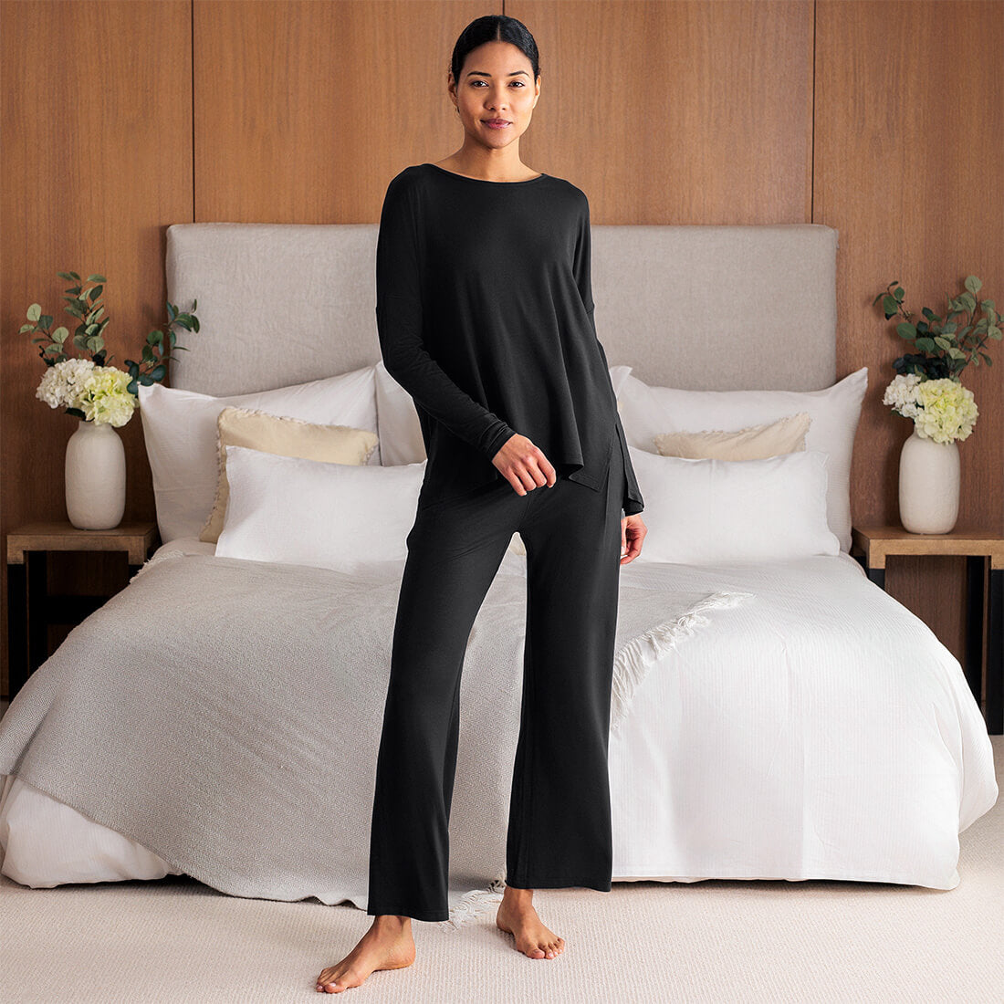 Atmungsaktives Pyjama-Top für Damen || Black