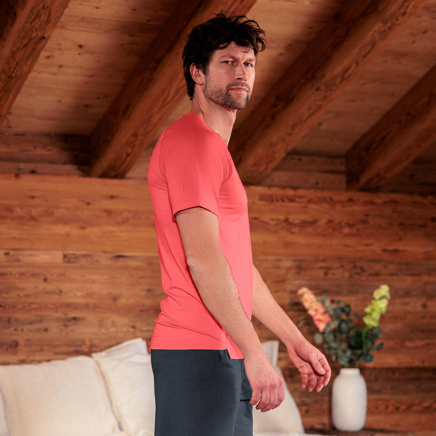 Recovery Pyjama T-Shirt || Coral blaze