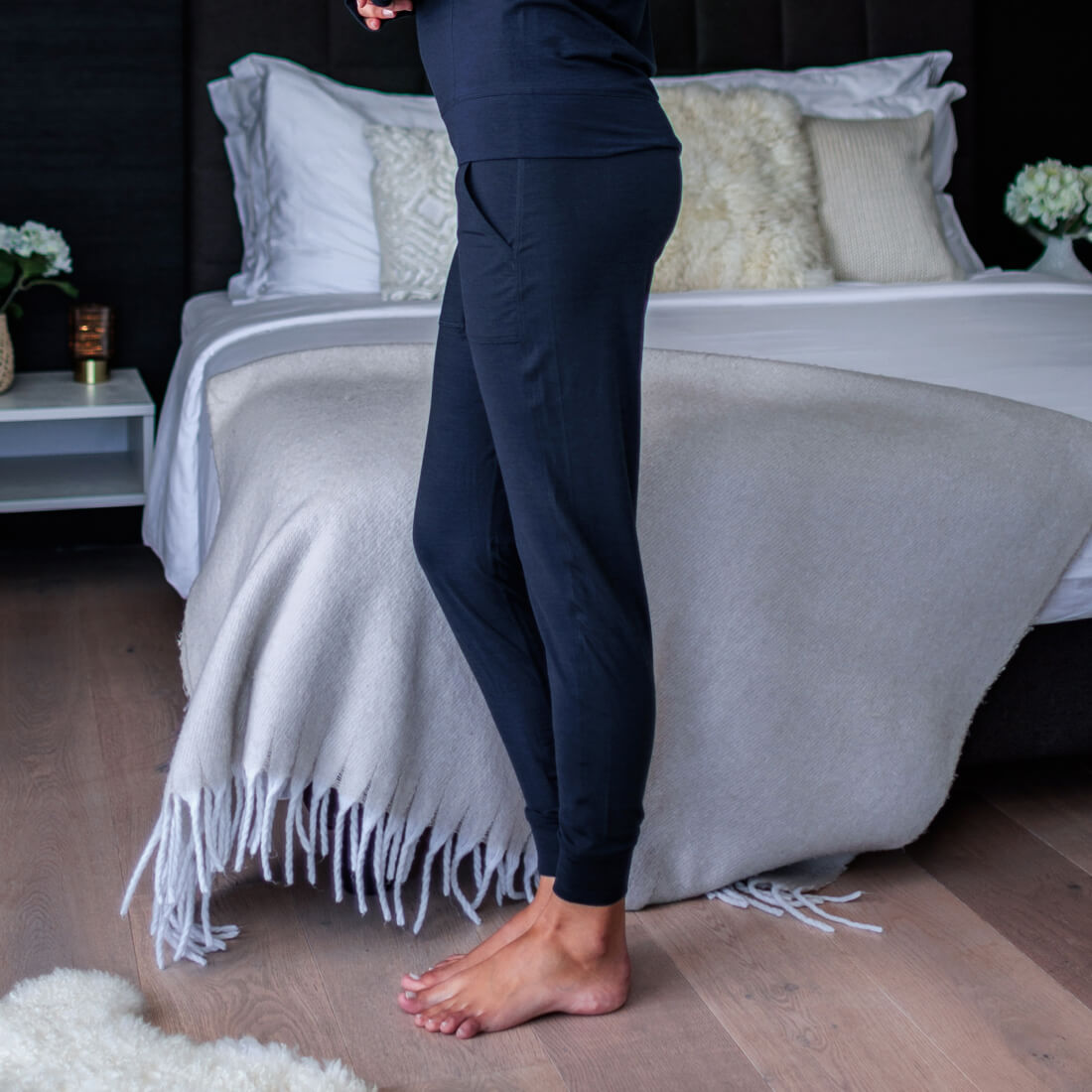 Merino Schlafanzug Damen Hose || Winter night melange