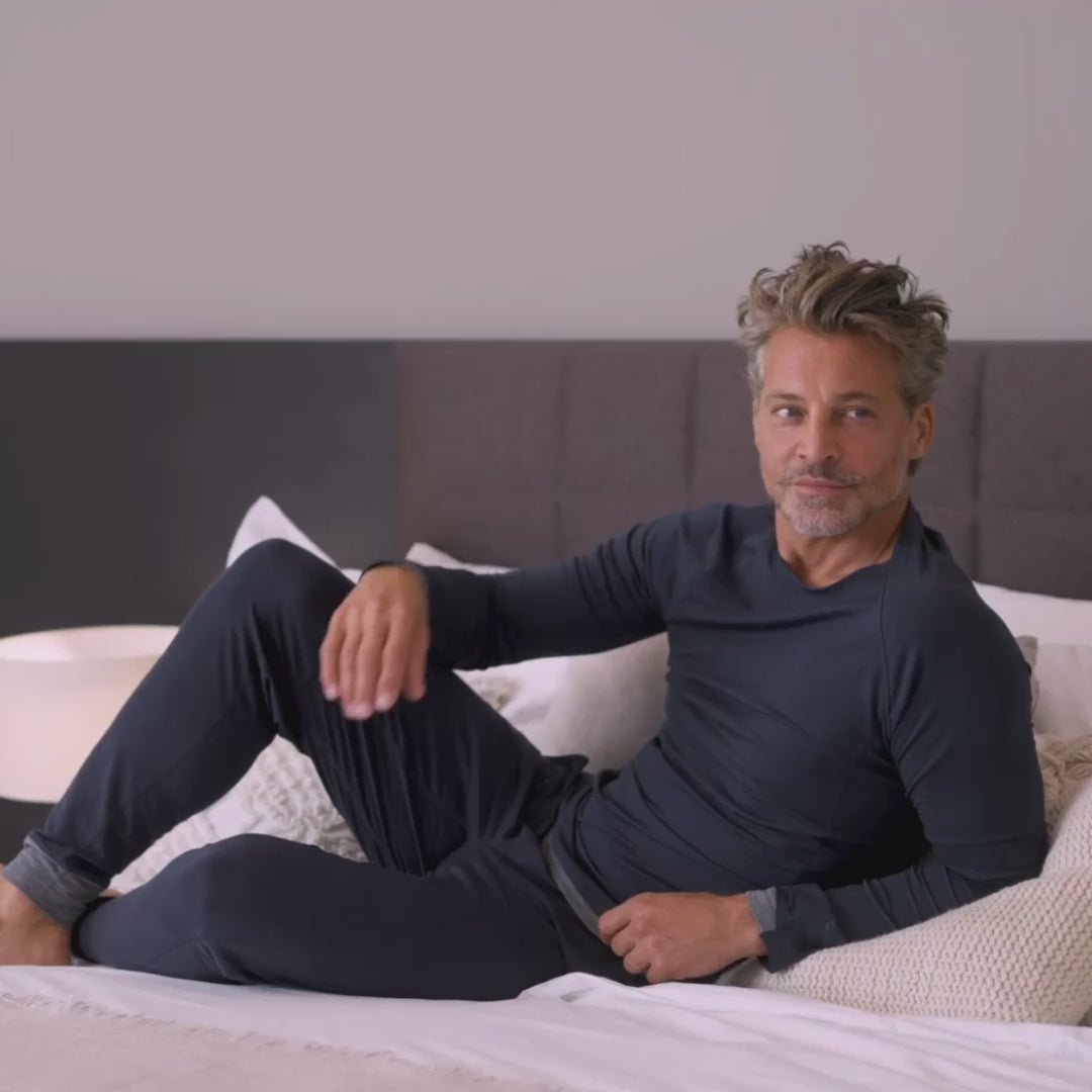 Merino Pyjama Herren || Winter night melange