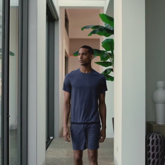 Sommer Pyjama Herren || Coastal blue