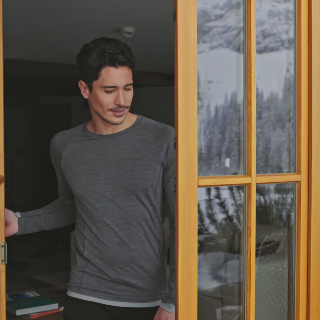 Merino Schlafanzug Herren || Dark grey melange