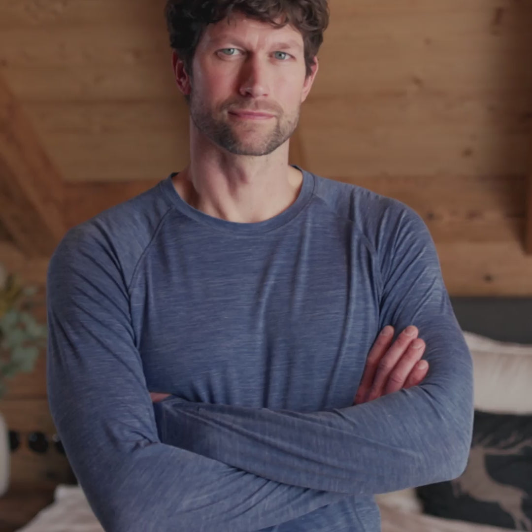 Merino Pyjamas Herren || Blue melange