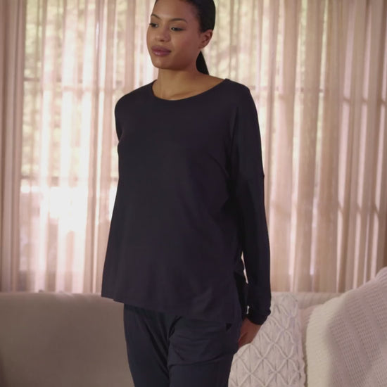 Atmungsaktives Pyjama-Top für Damen || Black