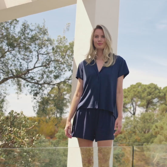 Kühlende Damen-Pyjama-Shorts || Navy blue